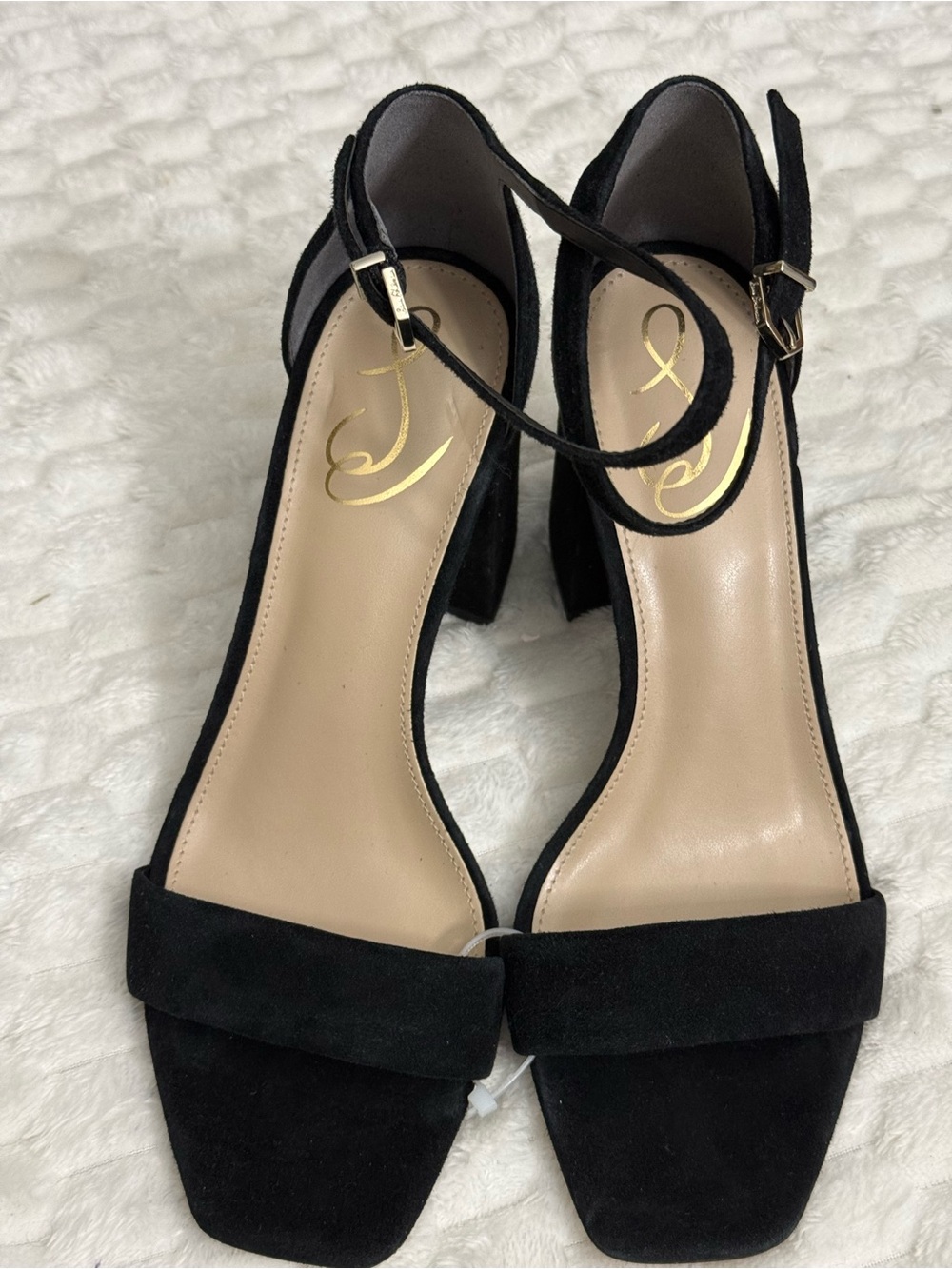 Sam Edelman  Black Suede Daniella Ankle Strap Heels Sandals Size 8.5